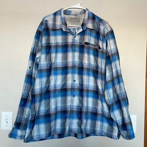 3/$20 Men’s Eddie Bauer Blue Plaid Outdoor Camp Shirt